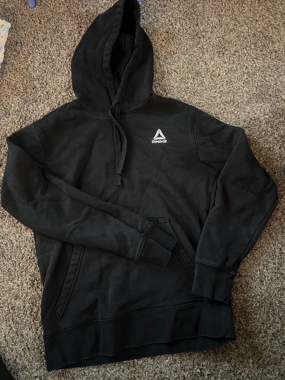Reebok Black Pullover Hoodie with White Logo